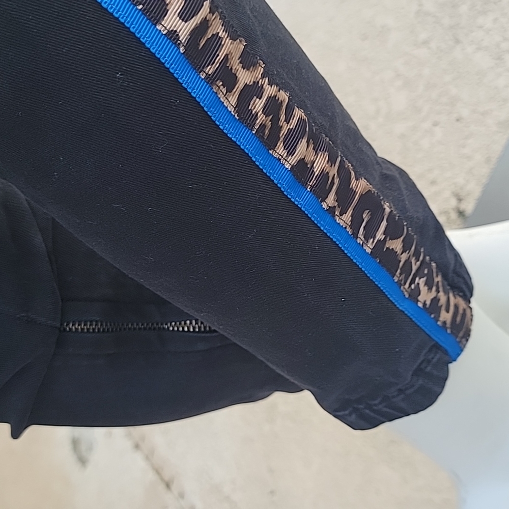Pam & Gela black cargo jogger moto pants leopard and blue racer stripe size 26 - Picture 4 of 15